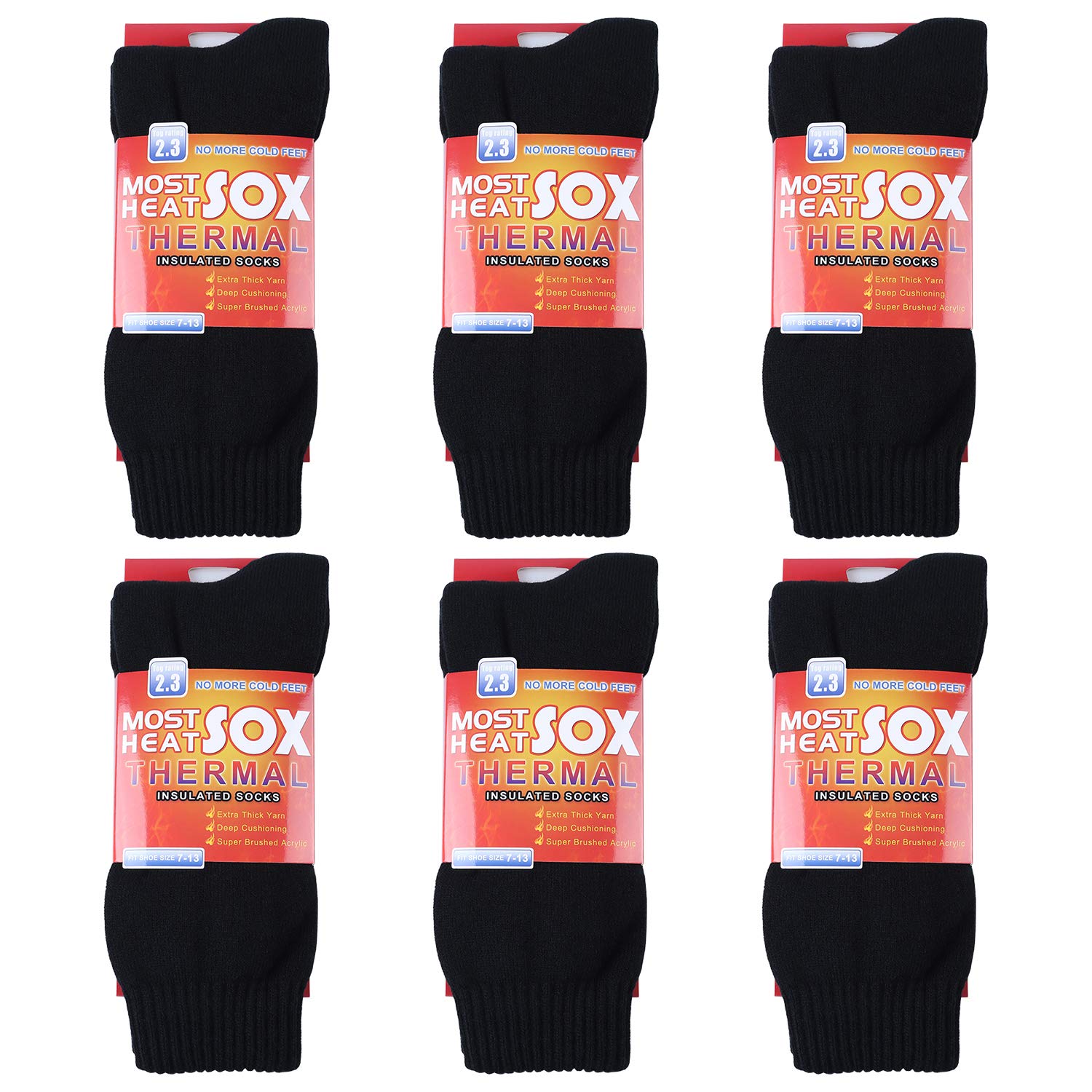 Thermal Socks for Men, Winter Warm Socks Mens for Cold Weather Extreme Temperatures,A-black (6 Pairs)