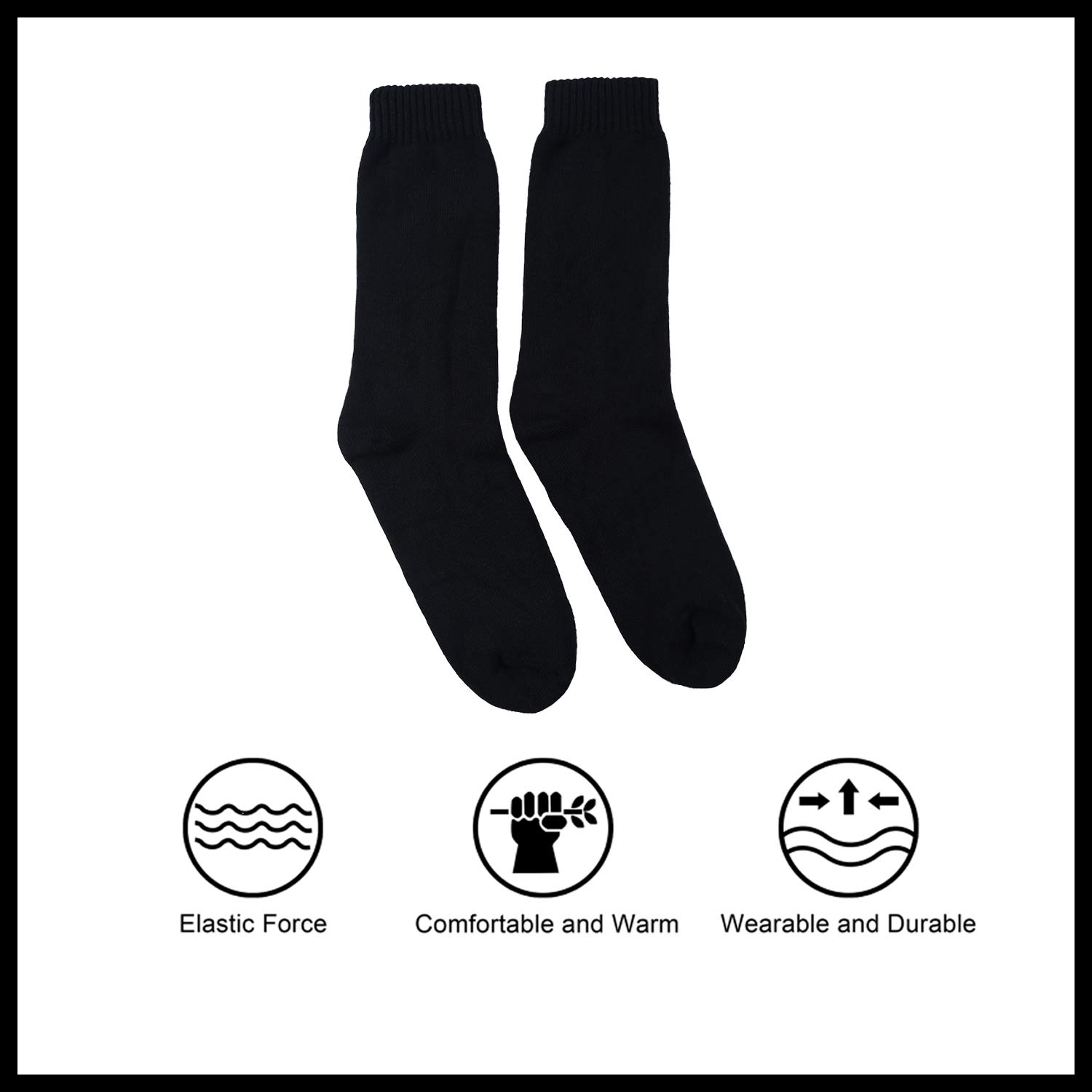 Thermal Socks for Men, Winter Warm Socks Mens for Cold Weather Extreme Temperatures,A-black (6 Pairs)