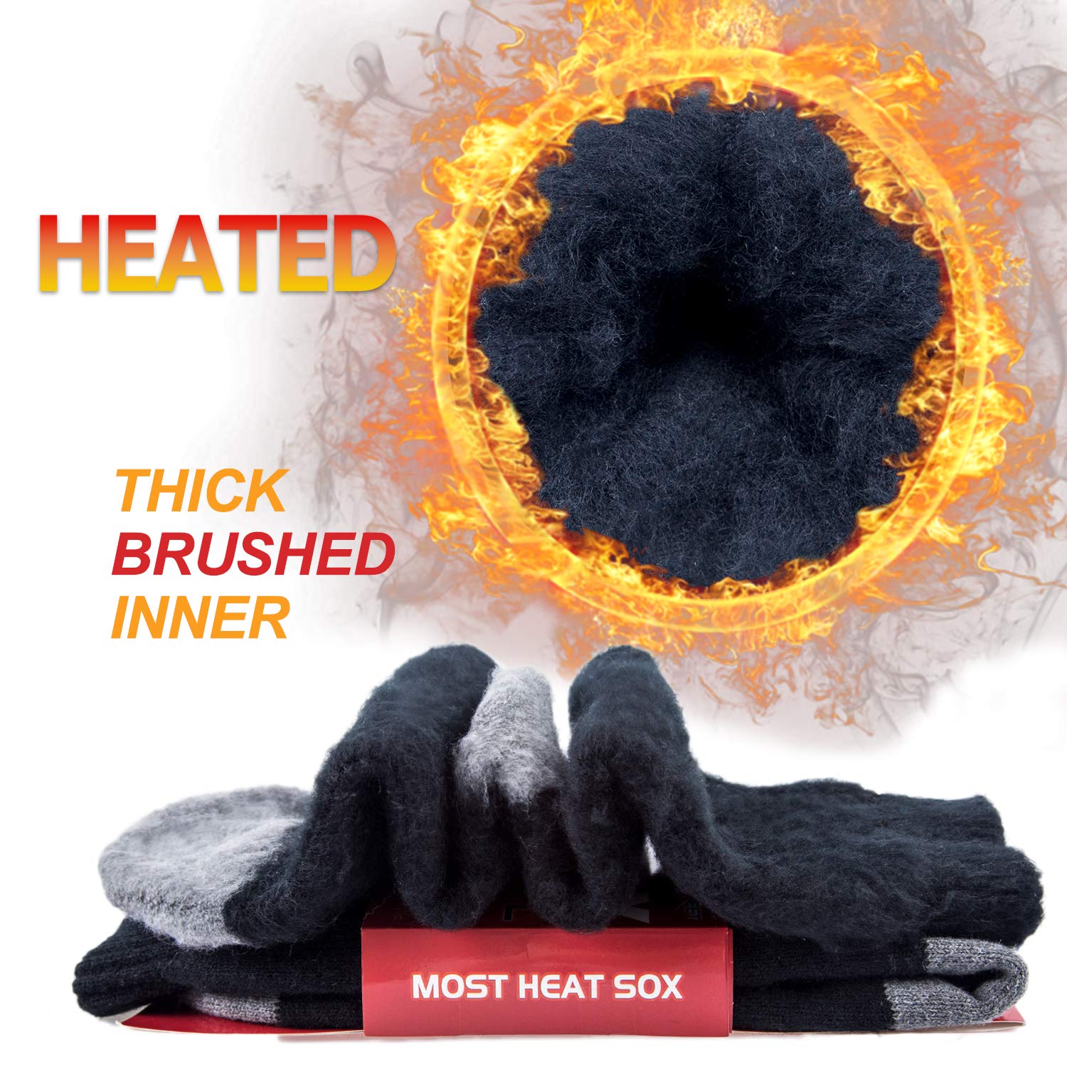 Thermal Socks for Men, Winter Warm Socks Mens for Cold Weather Extreme Temperatures,A-black (6 Pairs)