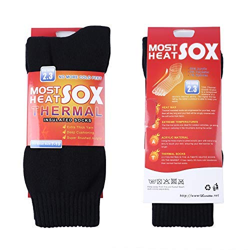 Thermal Socks for Men, Winter Warm Socks Mens for Cold Weather Extreme Temperatures,A-black (6 Pairs)