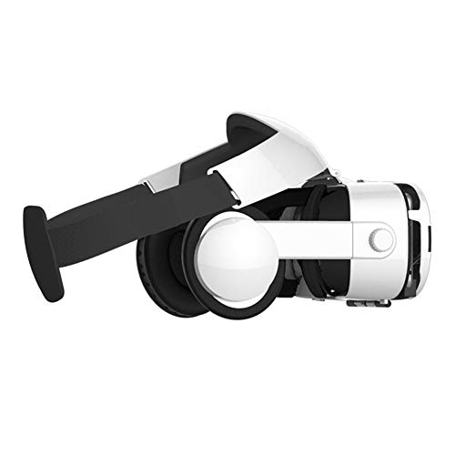 QIAOXINGXING VR Glasses, Mobile 3D Glasses, VR Virtual Reality Glasses, Head-Mounted 3D Helmet Headset Version, Comes with a Radiator (Color : White)