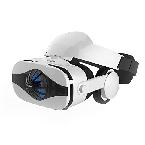 QIAOXINGXING VR Glasses, Mobile 3D Glasses, VR Virtual Reality Glasses, Head-Mounted 3D Helmet Headset Version, Comes with a Radiator (Color : White)