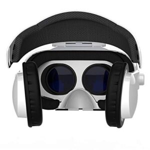 QIAOXINGXING VR Glasses, Mobile 3D Glasses, VR Virtual Reality Glasses, Head-Mounted 3D Helmet Headset Version, Comes with a Radiator (Color : White)