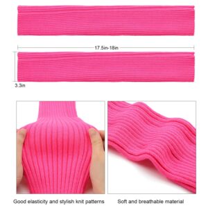 Zando Leg Warmers for Girls Kids Leg Warmers Junior 80s Ballet Ribbed Knitted Long Socks for Party Sports Hot Pink