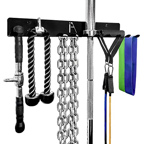 IRON AMERICAN USA Omega Gym Storage Rack 9 OR 11 Hook Heavy-Duty Gym Wall Organizer Gym Caddy Hanger - Gym Accessory Storage - Resistance Bands, Jump Ropes, Barbells, Lifting Belts, Cable Attachments