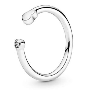 Pandora Jewelry Polished Heart Cubic Zirconia Ring in Sterling Silver, Size 4.5