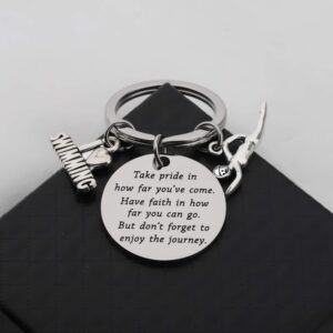 Swim Keychain I Love Swimming Lover Gift Take Pride in How Far You Have Come Swim Team Inspirational Gift Swimming Jewelry for Swimmers (silver)