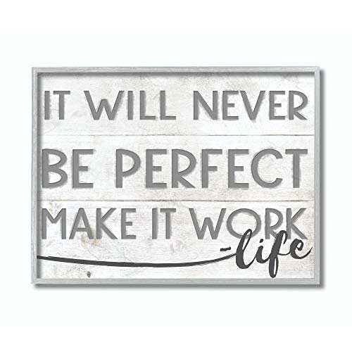 Stupell Industries Make It Work Inspirational Family Word, Design by Artist Daphne Polselli Wall Art, 11x14, Grey Framed