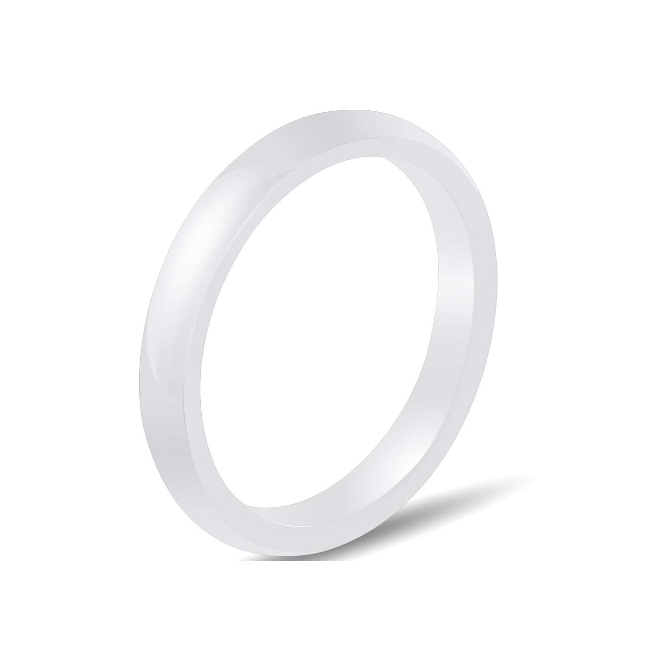 Uloveido Polished White 3mm Wide Ceramic Band Rings for Men Women Engagement Wedding Rings Size 7 Y551