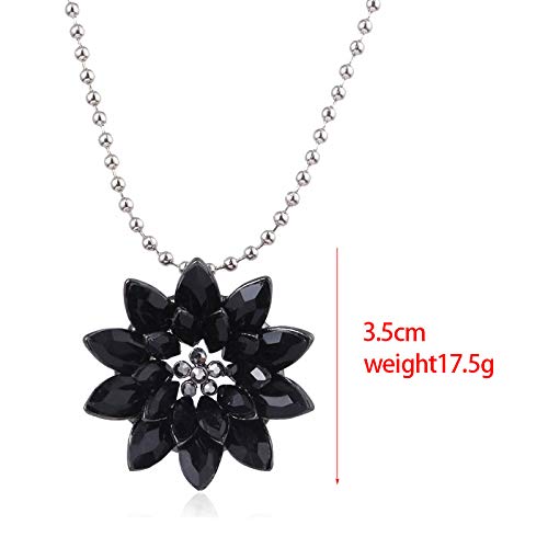 Black Dahlia Necklace,Crystal Jewelry Flower Pendant for Women Gift Custume Accessory