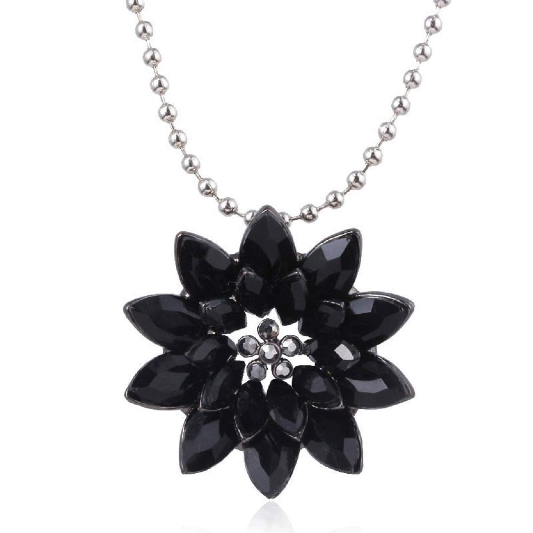 Black Dahlia Necklace,Crystal Jewelry Flower Pendant for Women Gift Custume Accessory