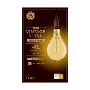 GE Vintage Style LED Light Bulb, 40 Watt, Amber Finish, PS52 Large Pear Shaped Bulb (1 Pack)