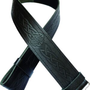 Ever Bright Mens Kilt Belt Celtic Knot Embossed Black Leather Kilt Belt (Celtic Knot Embossed Black, L 40" to 46")