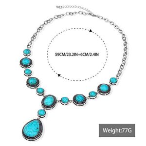 Suyi Long Pendant Turquoise Y Necklace for Women Bohemian Handmade Beaded Necklace jewelry Drop-shaped Turquoise1