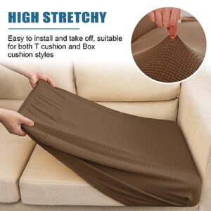 NC HOME Water Resistant Couch Cushion Covers Stretch Sofa Seat Slipcover for 3 Cushion Couch Sofa, Thick RV Dinette Cushion Covers Sofa Protector, Washable (Large, Coffee)