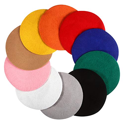 SATINIOR 10 Piece Artificial Wool Beret for Woman, Artist Hat, French Style Beret Polyester Beret Hat Set Multicolored