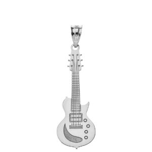 Guitar Charms Silver Personalized Musical Instrument Electric Guitar Pendant with Your Name