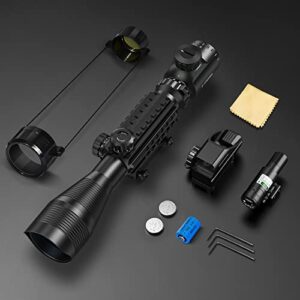 MidTen Riflescope Combo 4-12x50EG Dual Illuminated Optics & IIIA/2MW Laser Sight & 4 Holographic Reticle Red/Green Dot Sight & 20mm Scope Mount