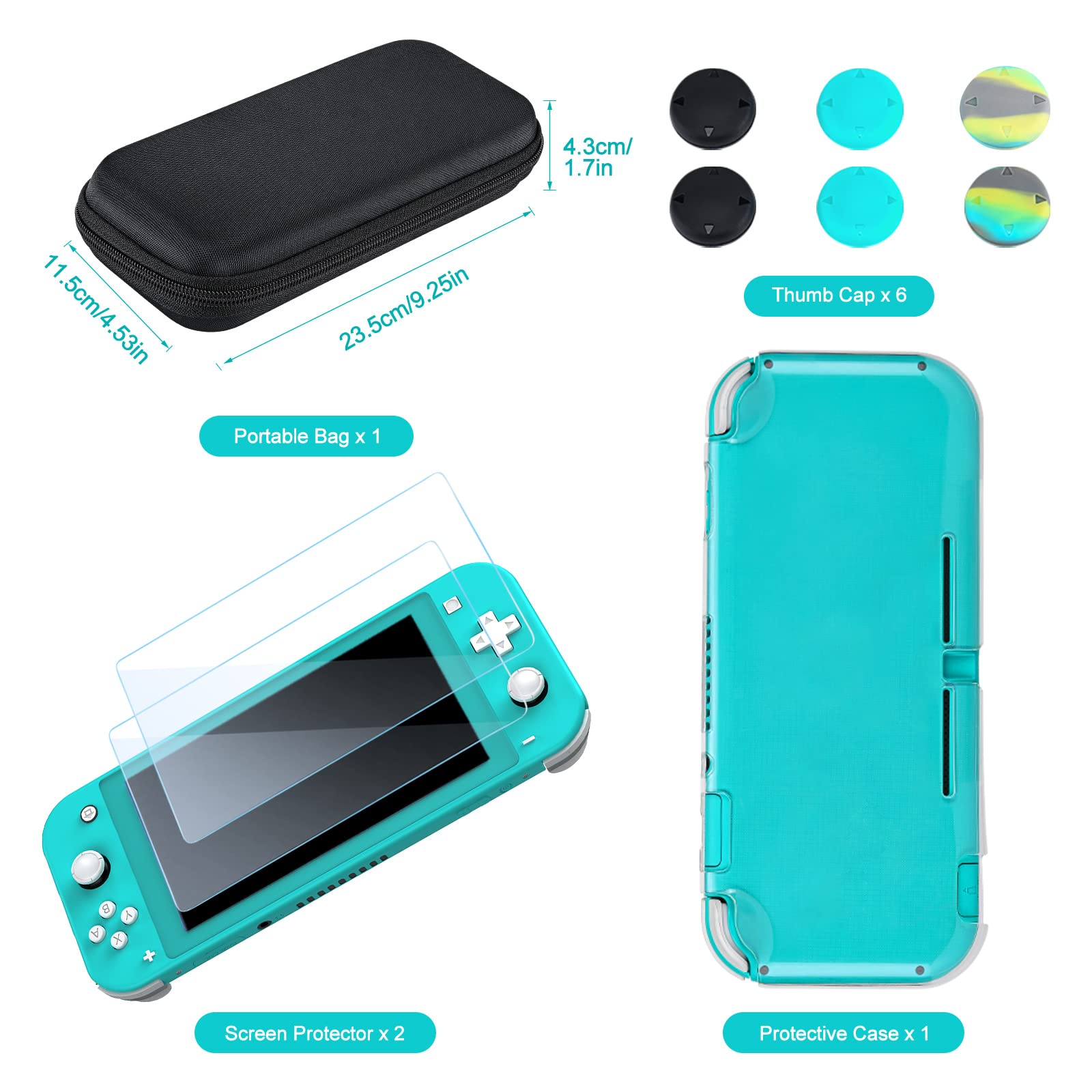 Switch Lite Case - innoAura 12 in 1 Switch Lite Accessories Bundle with Switch Lite Carrying Case, Switch Game Case, Switch Lite Screen Protector, Switch Stand, Switch Thumb Grips (Black)