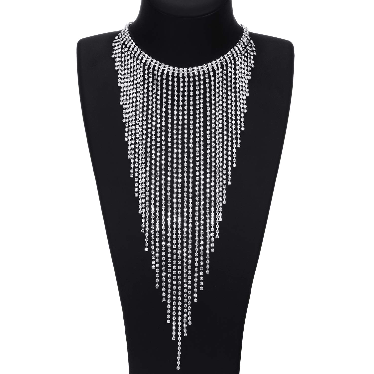 Hicarer Tassel Collar Statement Necklace with Tassel Earring for Women Jewelry Suit