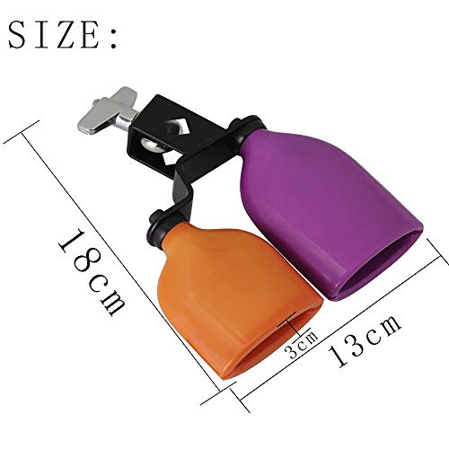 Mowind Bicolor Cowbell for Drum Set High and Low Tones Double Mounted Bell Kit Percussion Instruments Medium Size