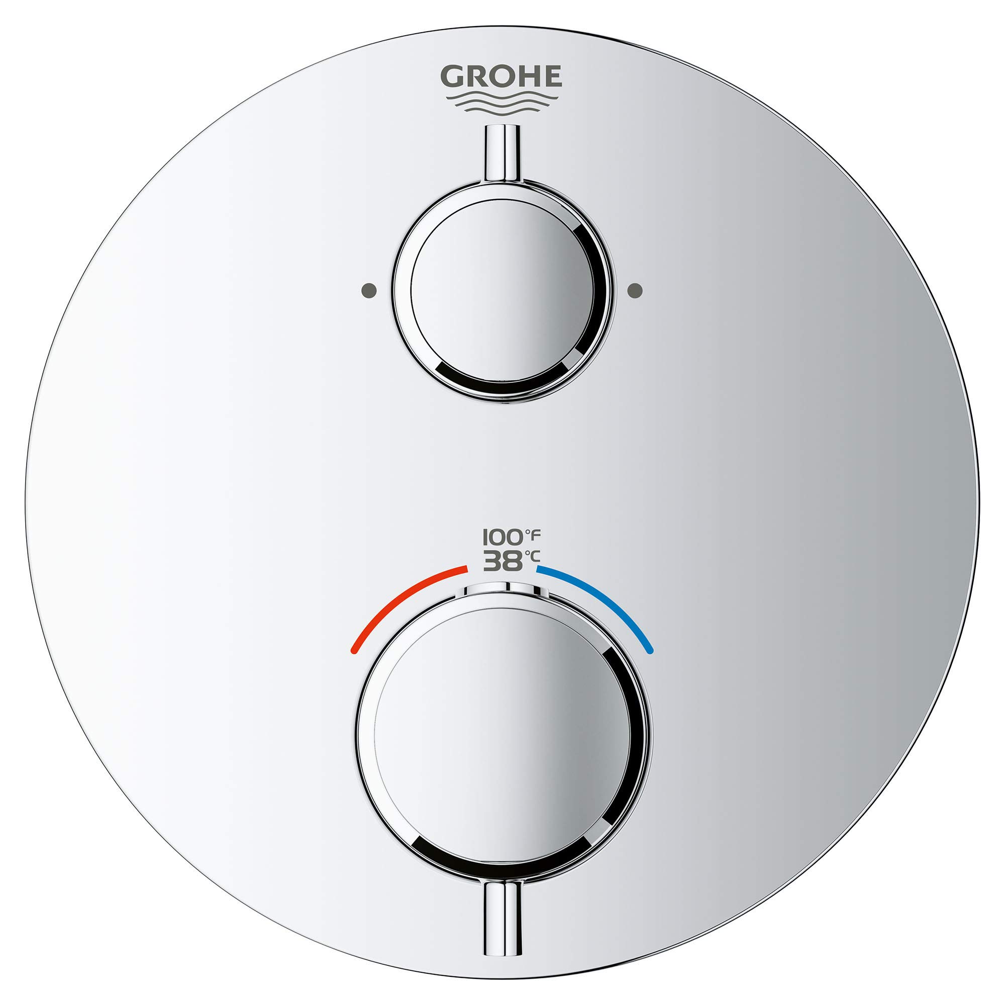 GROHE 24133000 Grohtherm Dual-Function 2-Handle Shower Thermostatic Valve Trim Kit, Starlight Chrome