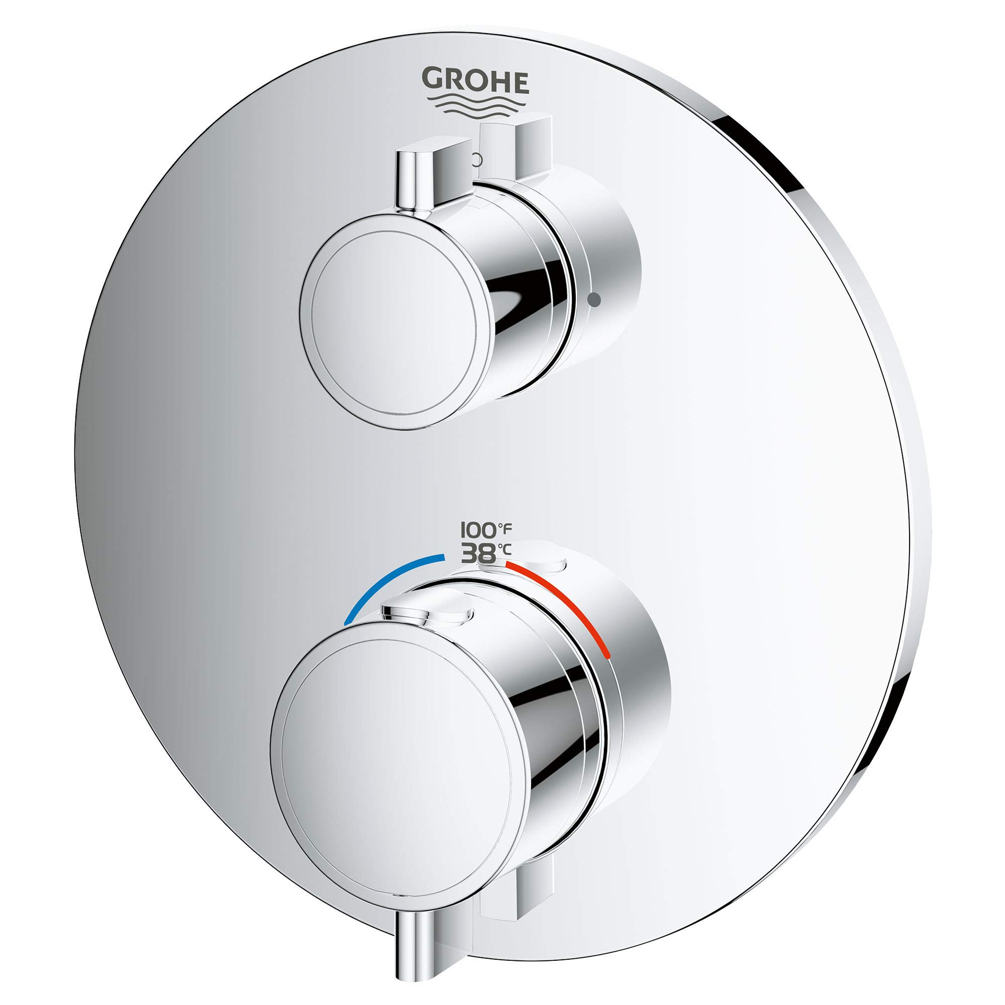 GROHE 24133000 Grohtherm Dual-Function 2-Handle Shower Thermostatic Valve Trim Kit, Starlight Chrome