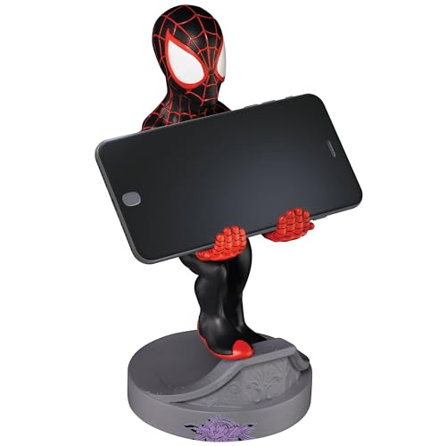 Exquisite Gaming: Spider-Verse: Miles Morales - Marvel Original Mobile Phone & Gaming Controller Holder, Device Stand, Cable Guys, Marvel Licensed Figure