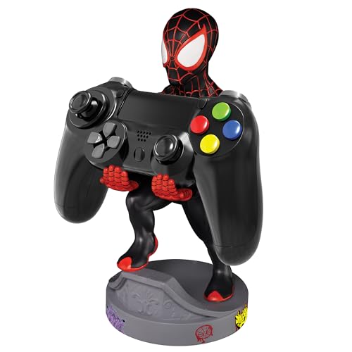 Exquisite Gaming: Spider-Verse: Miles Morales - Marvel Original Mobile Phone & Gaming Controller Holder, Device Stand, Cable Guys, Marvel Licensed Figure