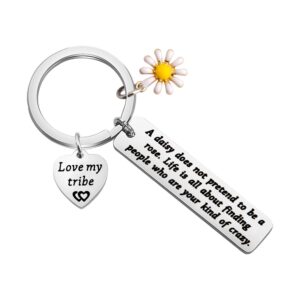 TIIMG My Tribe Gift Daisy Jewelry Celebrate Friendship Gift Love My Bride Tribe Jewelry Tribal Keychain Sorority Sister Gift