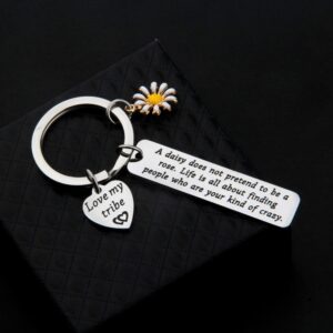 TIIMG My Tribe Gift Daisy Jewelry Celebrate Friendship Gift Love My Bride Tribe Jewelry Tribal Keychain Sorority Sister Gift