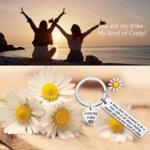 TIIMG My Tribe Gift Daisy Jewelry Celebrate Friendship Gift Love My Bride Tribe Jewelry Tribal Keychain Sorority Sister Gift