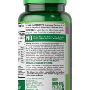 Nature's Truth Probiotics with Enzymes | 60 Capsules | Stomach Friendly for Men and Women | Non-GMO and Gluten Free Digestive Health Supplement