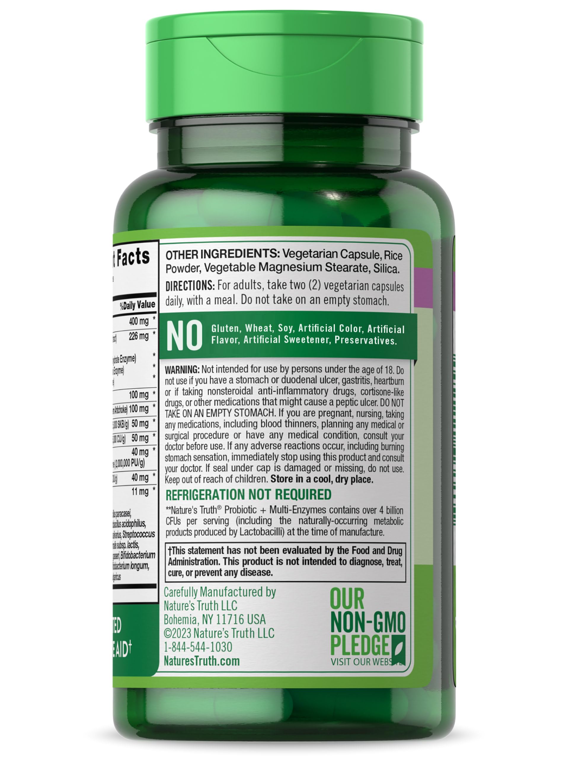 Nature's Truth Probiotics with Enzymes | 60 Capsules | Stomach Friendly for Men and Women | Non-GMO and Gluten Free Digestive Health Supplement