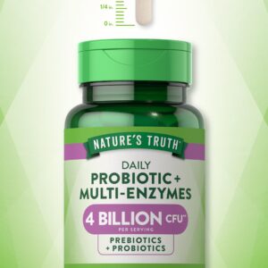 Nature's Truth Probiotics with Enzymes | 60 Capsules | Stomach Friendly for Men and Women | Non-GMO and Gluten Free Digestive Health Supplement