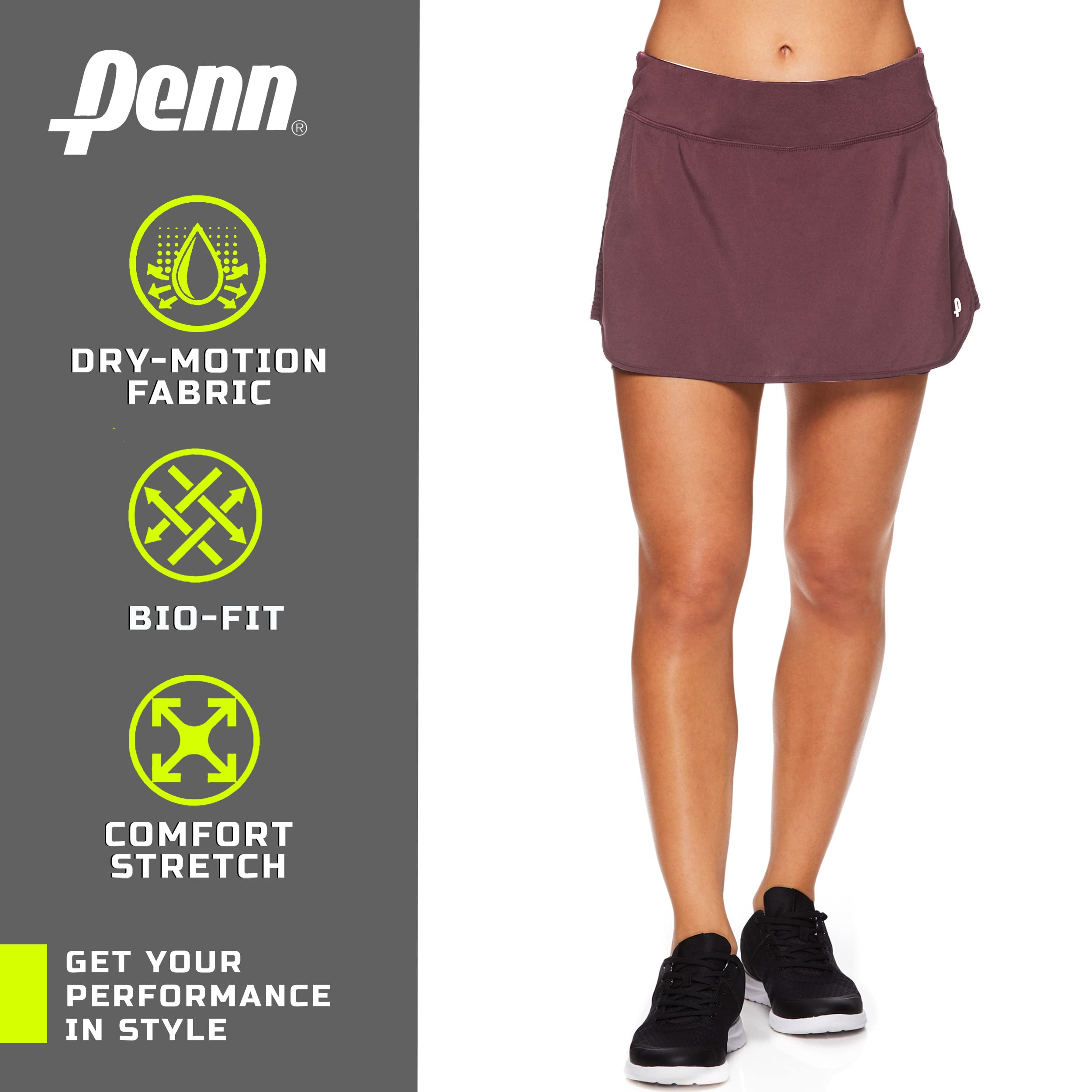 PENN Women's Spike Athletic Mini Skort for Performance Training Tennis Golf & Running - Spike Plum Purple Perfect, Medium