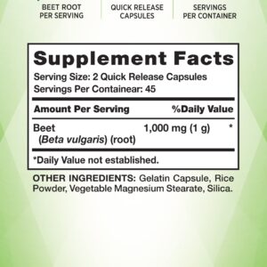 Nature's Truth Beet Root Capsules | 1000mg | 90 Pills | Herbal Extract | Gluten Free, Non-GMO Supplement, 90 Count