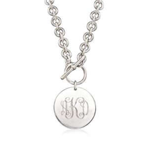 Suxerlry Personalized Monogram Necklace Sterling Silver Toggle Clasp Custom with 3 Initials (Silver)