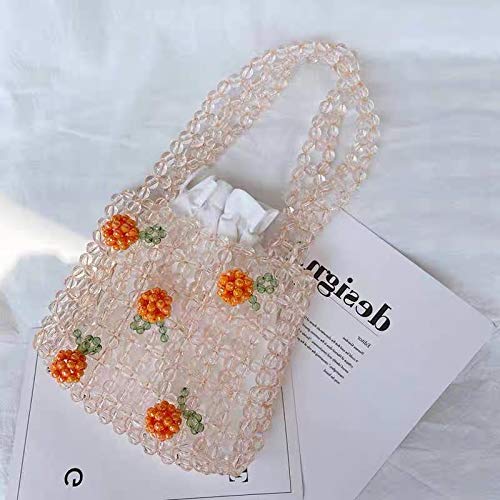 Abvokury YIFEI Women Orange Colored Transparent Flower Beaded Acrylic Shoulderbag Evening Bags for Wedding Party