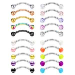 mayhoop 16g stainless steel daith rook earring 8mm 10mm curved barbell eyebrow rings piercing jewelry for women men 20pcs