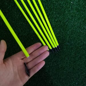 12Pcs 31'' Fluorescent Yellow Pure Carbon Arrows with Replaceable Points for Compound Bow and Recurve Bow Hunting and Target Practice