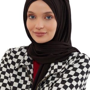 Aisha's Design Instant Hijab for Women Muslim, Presewn 95% Cotton Jersey Turban, Ready to Wear Scarf, Black