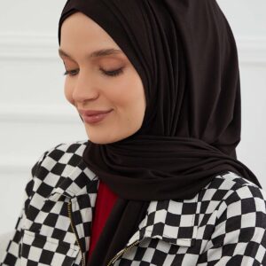 Aisha's Design Instant Hijab for Women Muslim, Presewn 95% Cotton Jersey Turban, Ready to Wear Scarf, Black