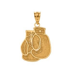 sports charm certified 14k yellow gold personalized boxing gloves pendant with your name