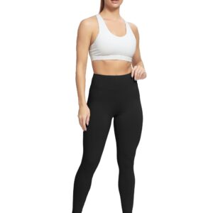 VALANDY High Waisted Leggings for Women Stretch Tummy Control Athletic Workout Running Yoga Pants Black Plus Size