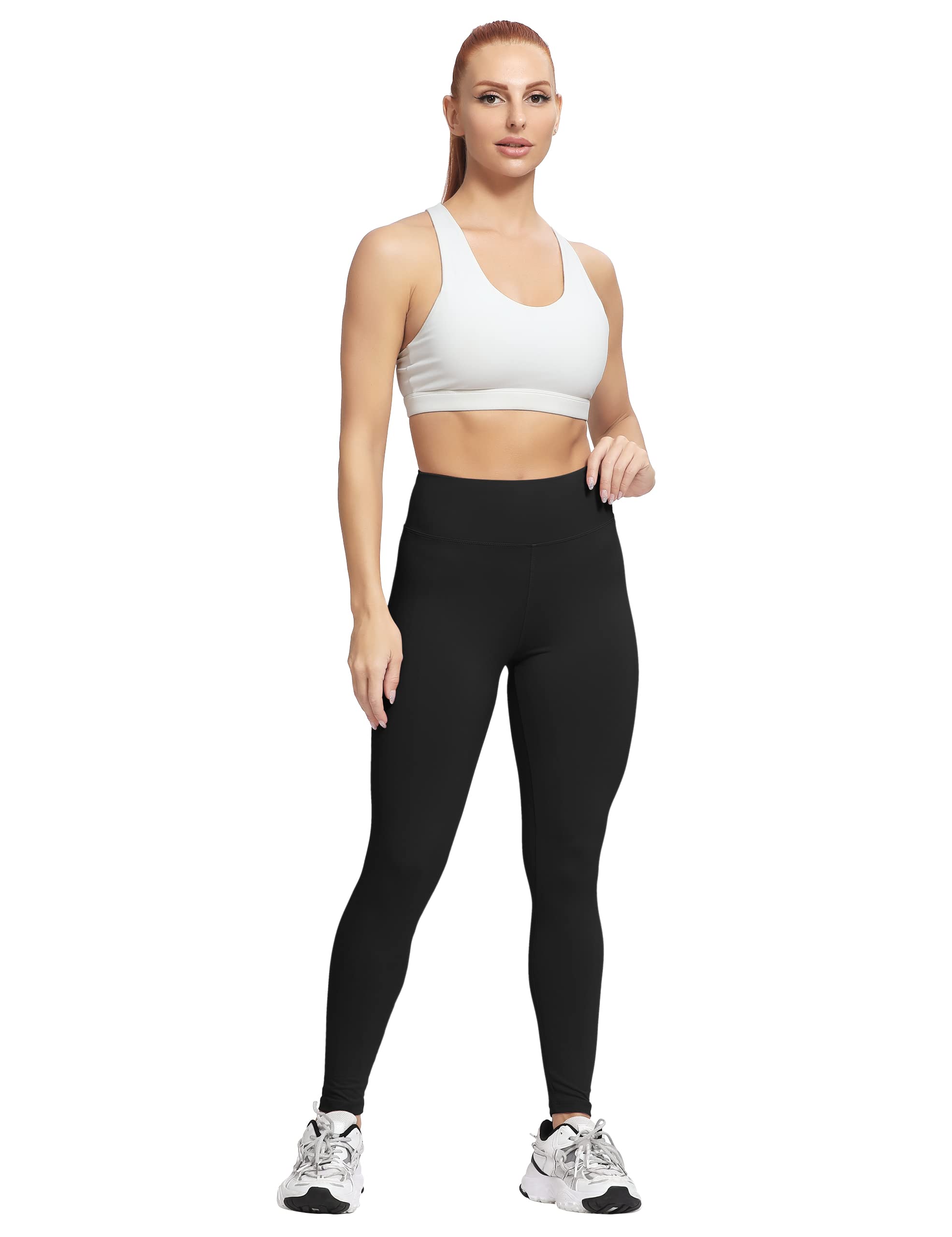 VALANDY High Waisted Leggings for Women Stretch Tummy Control Athletic Workout Running Yoga Pants Black Plus Size