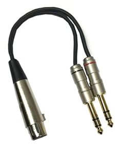 studio z xlr 6" y splitter cable gold tips, 3 pin balanced xlr female to dual 1/4" patch or male to dual 1/4" y cable balanced microphone splitter cord audio adaptor 6 inch (6" female to dual 1/4")