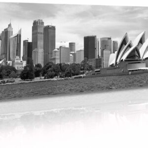 DJSYLIFE Sydney Skyline Wall Art Decor Canvas Print Black and White City Building Landscape Poster Australia Cityscape Modern Artwork Painting for Bedroom Office Home Decoration - 13.8" x 47.3"