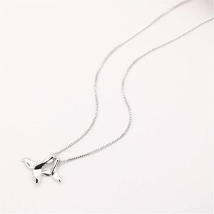 Sterling Silver Necklace with Double Mermaid Tail Pendants for Women Men Delicate Personalized Polished Fish Whale Tail Pendant Dangling 18" Chain Fashion Jewelry