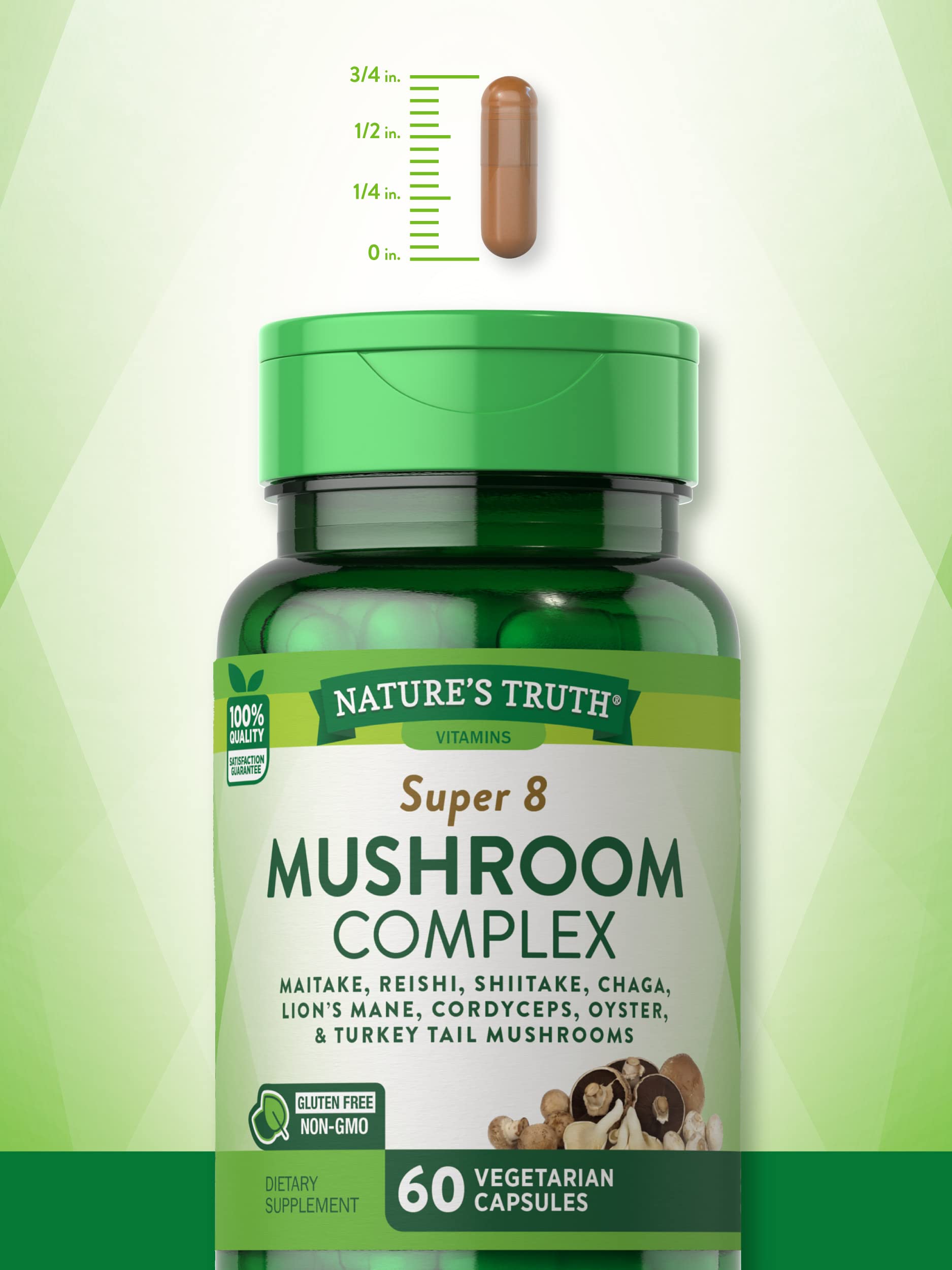 Nature's Truth Mushroom Complex Capsules | 60 Count | Full Spectrum Complex of Super 8 Mushrooms | Non-GMO, Gluten Free Supplement